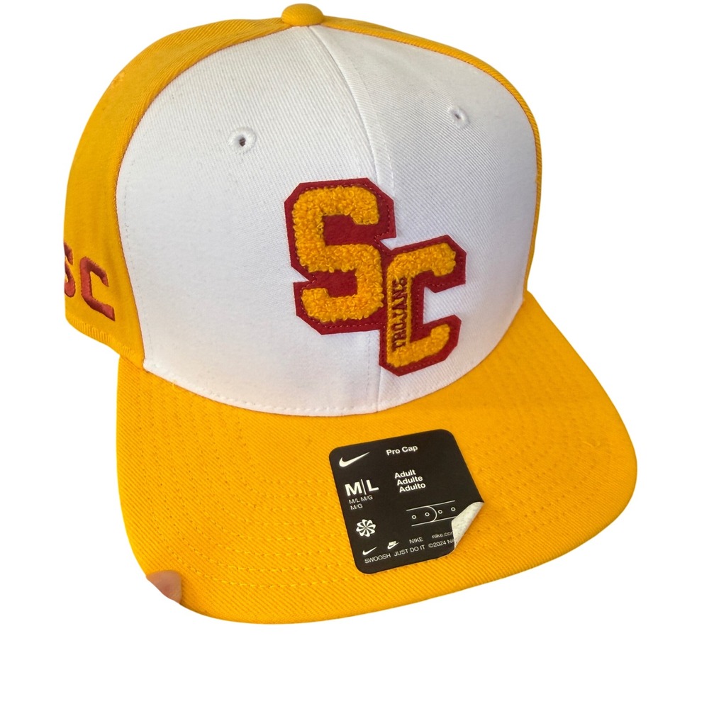 Nike USC Trojans Pro‎ Cap Snapback Hat Dri-Fit Yellow White Mens M/L